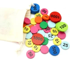 Sac 100 jetons bois numéros 1 à 1000 mise pour jeux