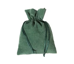 Sac 13 x 18 cm - velours épais vert avec cordon