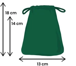 Sac 13 x 18 cm - velours épais vert avec cordon