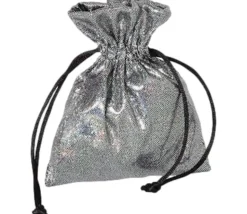 Sac argenté brillant 10 x 12,5 cm