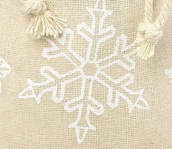 Sac beige flocon 8 x 10 cm imitation lin