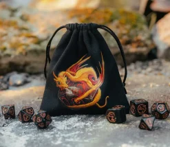 Sac de dés noir Adorable Dragon 11x10 cm