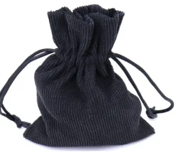 Sac noir velours épais avec cordon de serrage - 10 x 12.5 cm