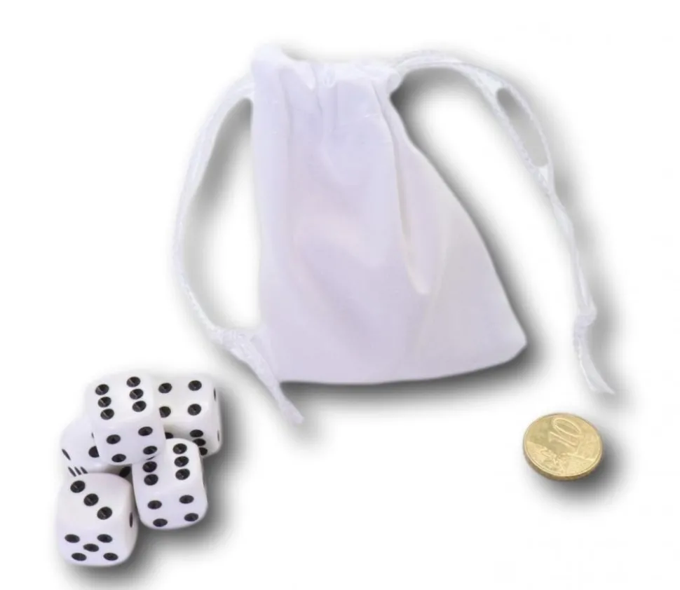 Sac tissu blanc de 9 x 8 cm avec cordon serrage - style velours