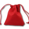 Sac tissu rouge 9 x 8 cm avec cordelette - style velours