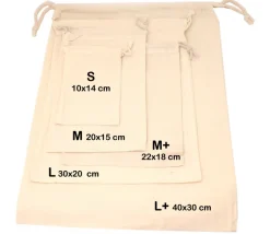 Sac tissu S 14 x 10 cm - sachet 100 % coton pour pions de jeux
