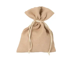 Sac velours 17 x 12 cm beige avec cordon