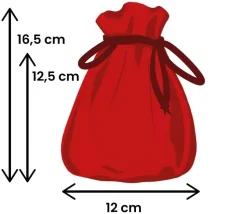 Sac velours 17 x 12 cm rouge avec cordon