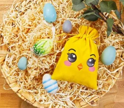 Sac velours jaune 13 x 18 cm poussin