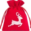 Sac velours rouge 10 x 13 cm cerf blanc - renne noël