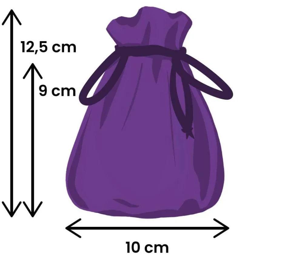 Sac violet velours épais avec cordon - 10 x 12.5 cm