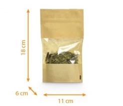 Sachet kraft marron hermétique 11 x 18.5 cm refermables avec fenêtre