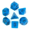 Set 7 dés multi-faces bleu phosphorescents