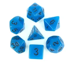 Set 7 dés multi-faces bleu phosphorescents