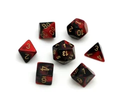 Set 7 dés multi-faces effet rouge et noir