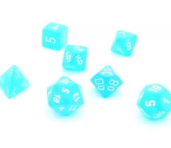 Set 7 dés multi-faces effet givré bleu Caraïbe