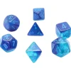Set 7 dés multi-faces effet bleu pailleté Gemini