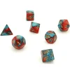 Set 7 dés multi-faces effet rouge et turquoise gemini