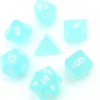 Set 7 dés multi-faces effet givré turquoise