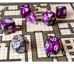 Set 7 dés multi-faces Fusion violet et argenté