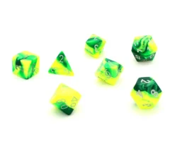 Set 7 dés multi-faces gemini jaune vert