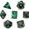 Set 7 dés multi-faces marbrés VERT/NOIR