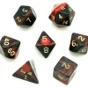 Set 7 dés multi-faces marbrés ROUGE/NOIR
