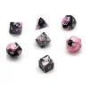 Set 7 dés multi-faces noir et rose