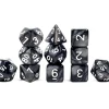 Set 11 dés multi-faces noirs nacrés (chiffres blancs)