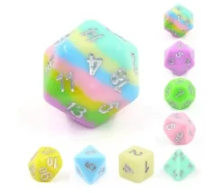 Set 8 dés multi-faces pastels