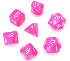 Set 7 dés multi-faces rose opaque