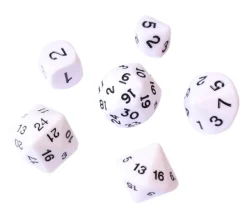 Set 6 dés multi-faces spéciaux opaque blanc