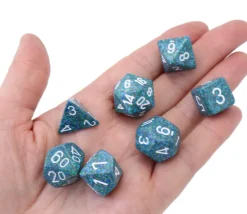 Set 7 dés multi-faces Speckled Sea effet granit bleu Chessex
