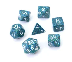 Set 7 dés multi-faces Speckled Sea effet granit bleu Chessex