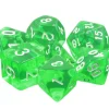 Set 7 dés multi-faces translucides émeraude vert