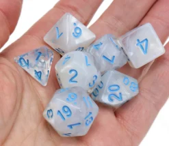 Set 7 dés multi-faces translucides effet glacé