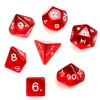 Set 7 dés multifaces translucides ROUGE