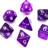 Set 7 dés multifaces translucides VIOLET