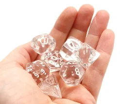 Set 7 dés multi-faces translucides transparent