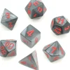 Set 7 dés multi-faces Velvet noir gris avec chiffres rouges