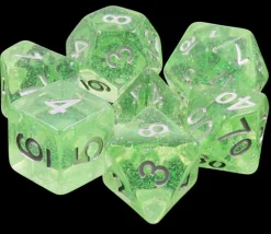 Set 7 dés multi-faces vert vent de printemps