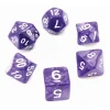 Set 6 dés multi-faces violet nacrés opaques