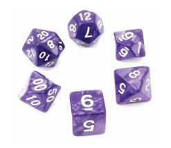 Set 6 dés multi-faces violet nacrés opaques