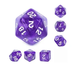 Set 6 dés multi-faces violet nacrés opaques