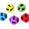 Set 5 gros Dés lettres 12 faces colorés Jumbo