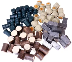 Set 80 jetons ressources de jeux : 4 sortes nourriture, huile, métal, bois