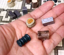 Set 80 jetons ressources de jeux : 4 sortes nourriture, huile, métal, bois