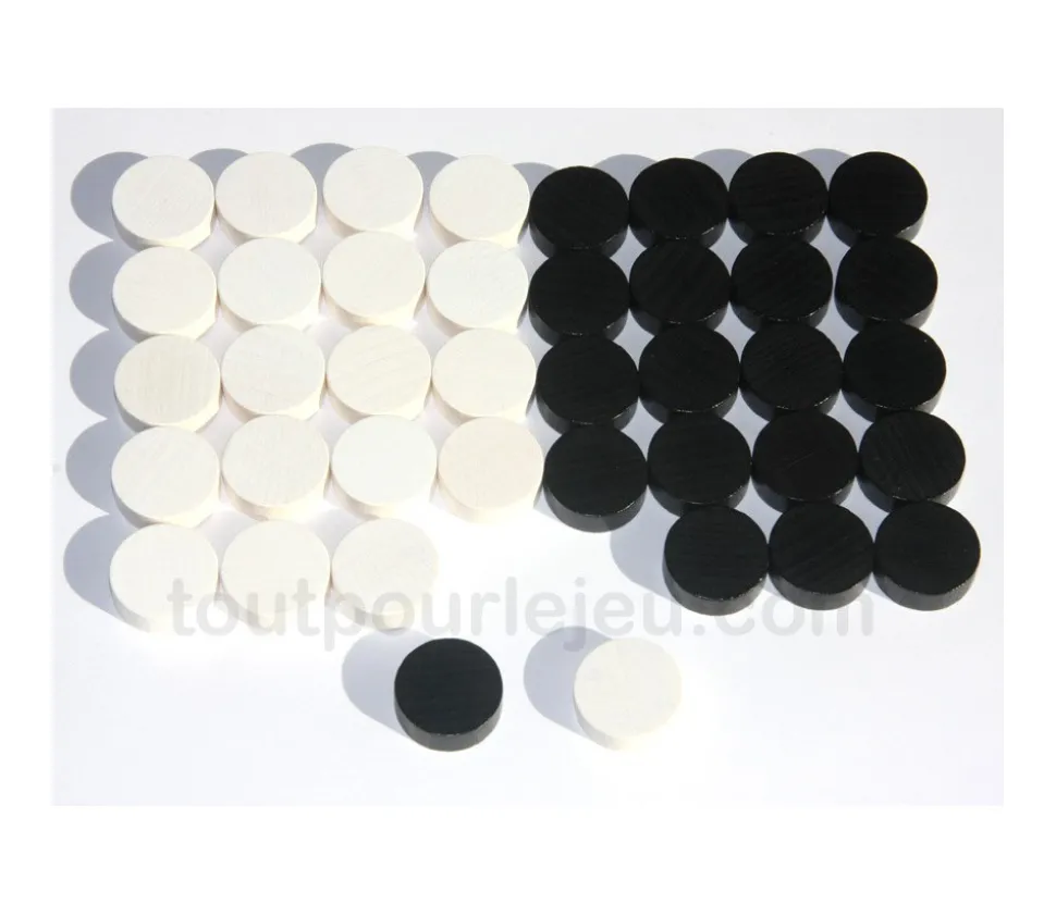 Set 30 pions de backgammon 21 mm jacquet bois