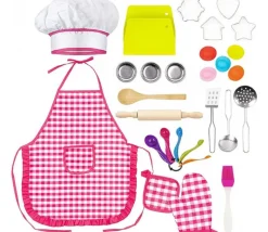 Set cuisine pâtisserie enfant 30 pièces - tablier, toque et ustensiles