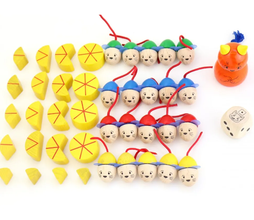Set pions 1 chat, 20 souris, 20 pièces de fromage